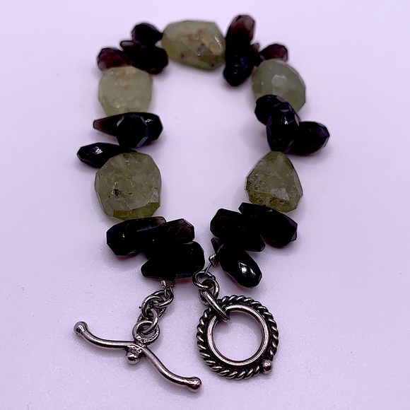 Lemon Jade and Faceted Smokey Topaz Bracelet - Picture 4 of 4